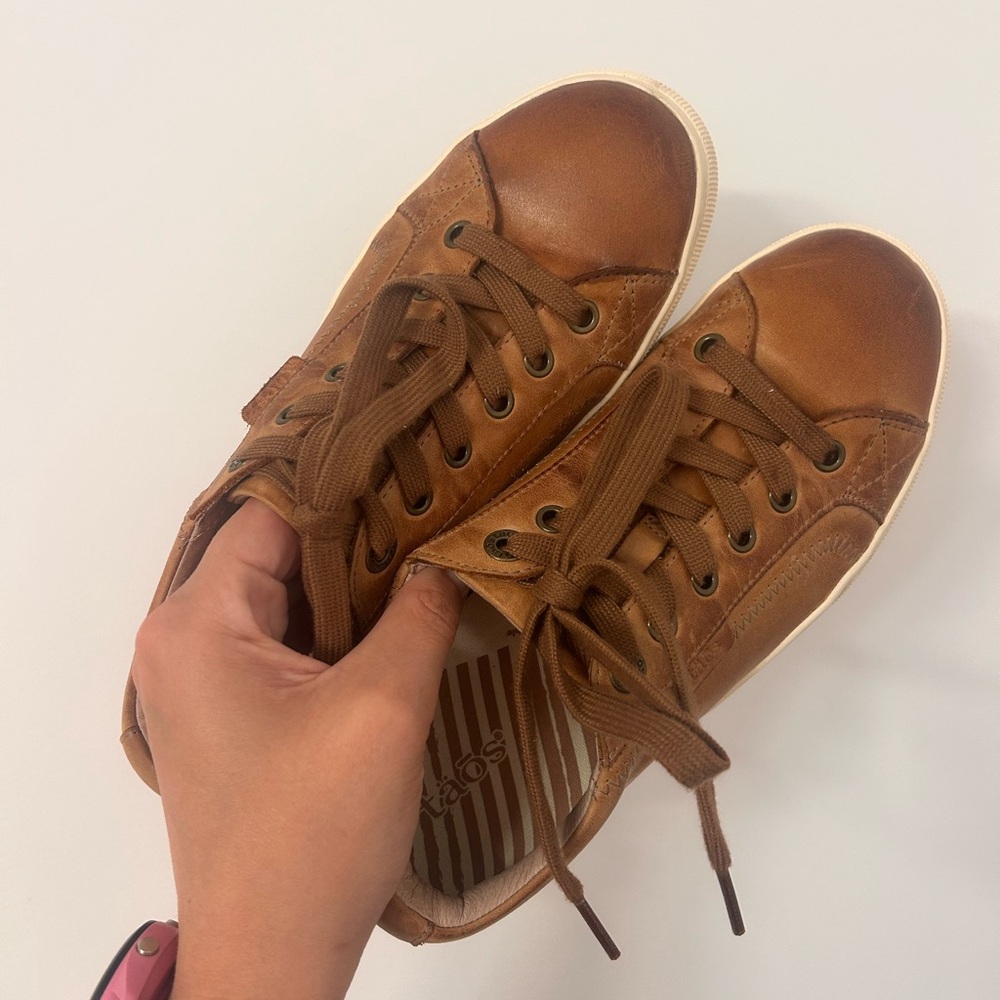 Taos Plim Soul Lux Brown Leather Lace-Up Sneakers size 8
